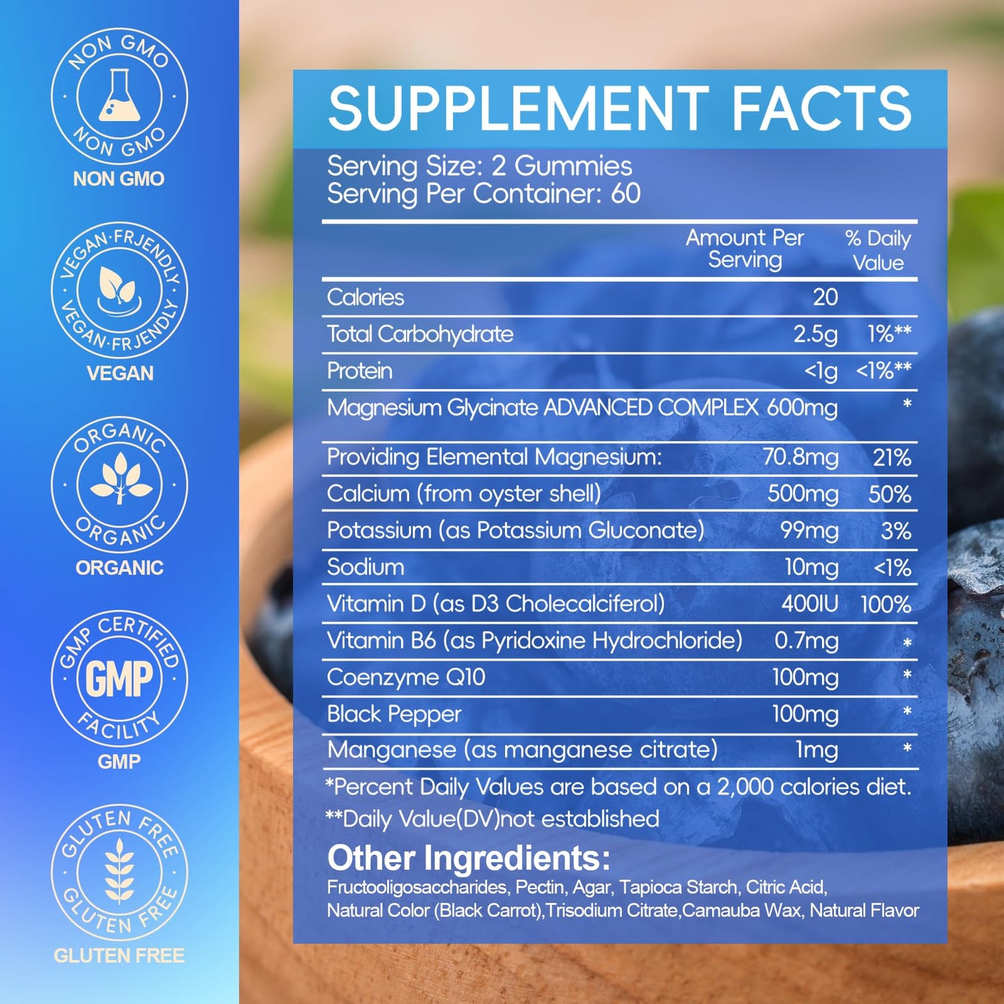 Magnesium Glycinate Gummies 600mg, Chewable Sugar Free Potassium Magnesium Gummies with Manganese Glycinate, Vitamin D, B6, and CoQ10 for Calm Suppor - PrimeBioHealth - canada supplements