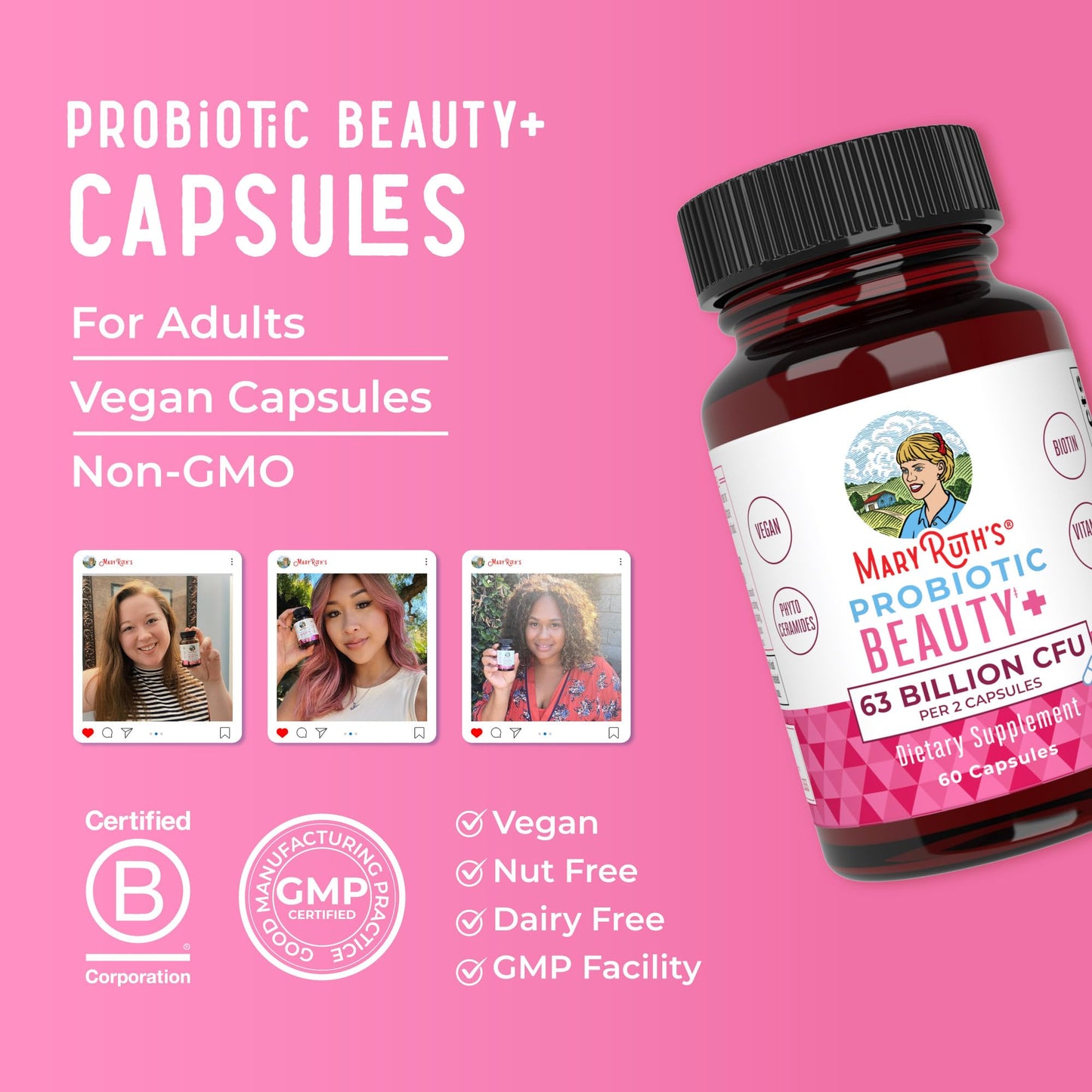MaryRuth Organics Probiotic Beauty Capsules | Vegan Collagen Support | Anti Aging | Gut Health | Hair Skin and Nails Vitamins | Skin Care - PrimeBioHealth - canada supplements