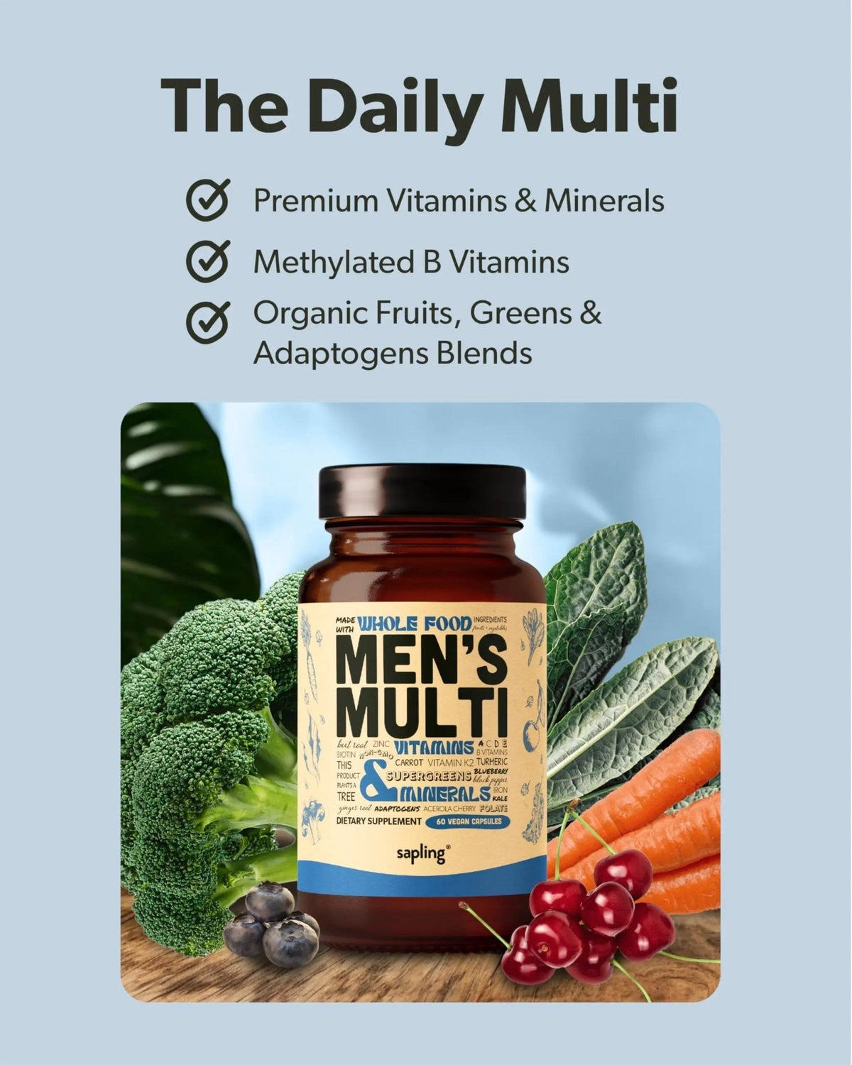 Multivitamin for Men - Daily Men’s Multivitamin - Methylated B Complex with Whole Food Ingredients, Vitamin B12, Folate - PrimeBioHealth - canada supplements