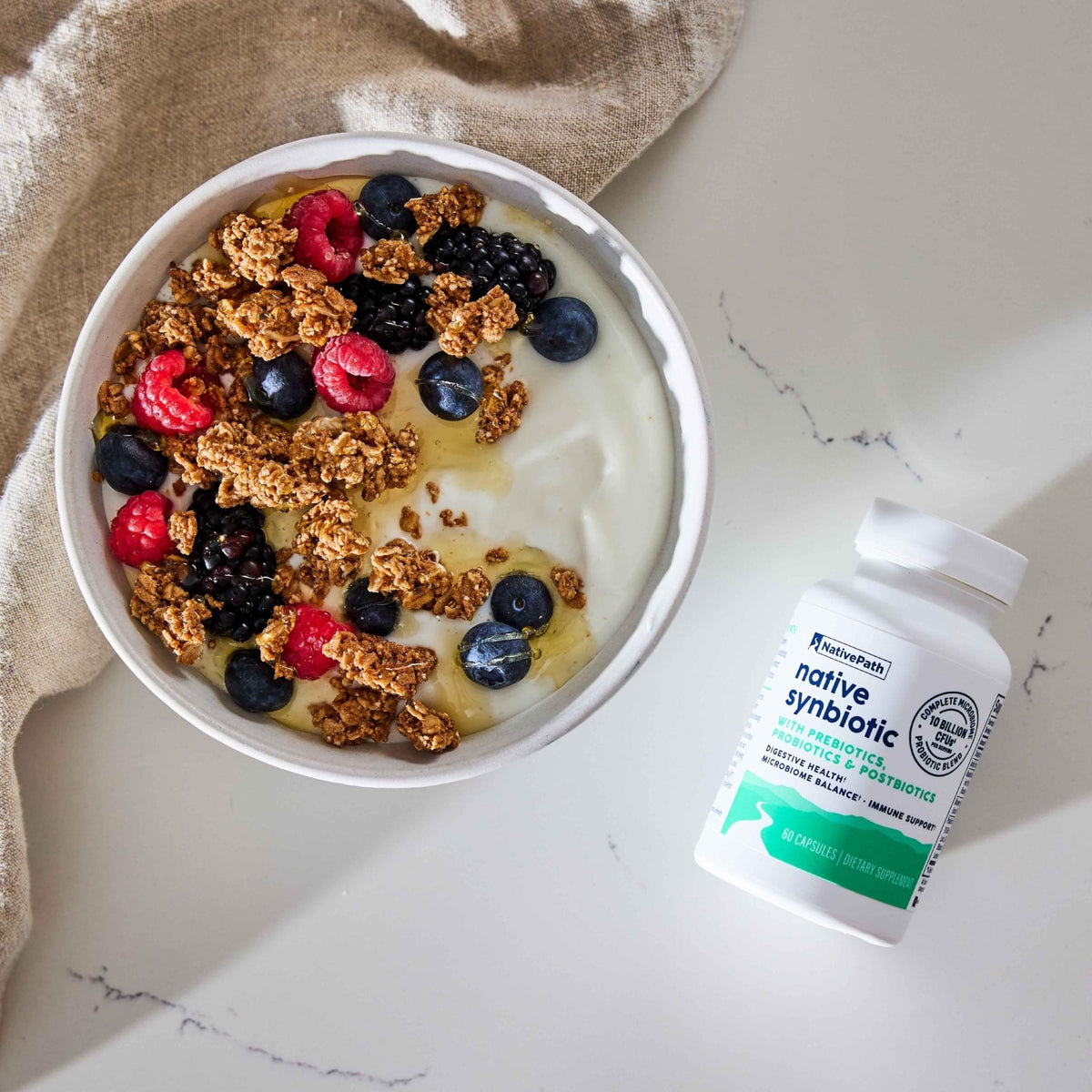 NativePath Complete Synbiotic - Pre, Pro & Postbiotic 3-in-1 for Gut Health & Digestive Support - 10 Billion CFU, 30 Servings - PrimeBioHealth - canada supplements
