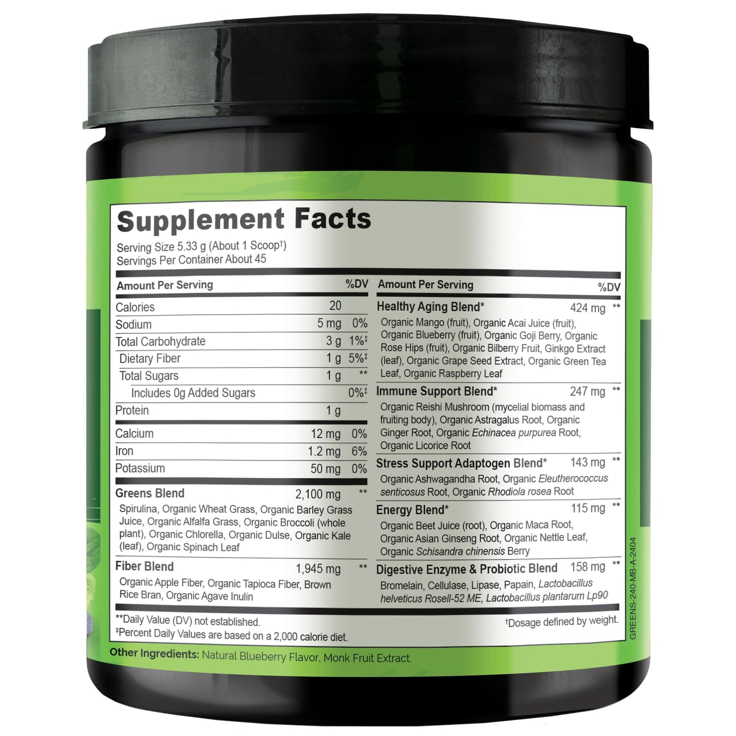 NATURELO Raw Greens Superfood Powder 240 Grams, Mixed Berry - Supports Energy, Immunity and Detox - Includes Spirulina, Wheat Grass and Organic Greens for Whole Food Nutrition - PrimeBioHealth - canada supplements