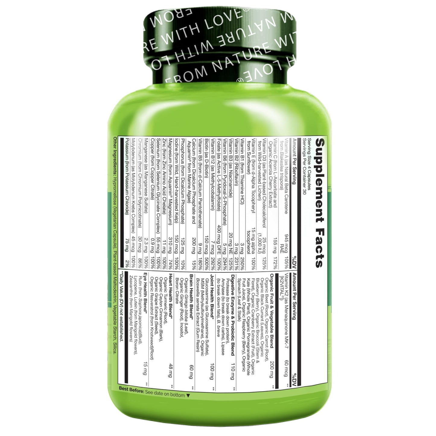 NATURELO Whole Food Multivitamin for Women 50+ (Iron Free) with Vitamins, Minerals, & Organic Extracts - Supplement for Post Menopausal Women Over 50 - PrimeBioHealth - canada supplements