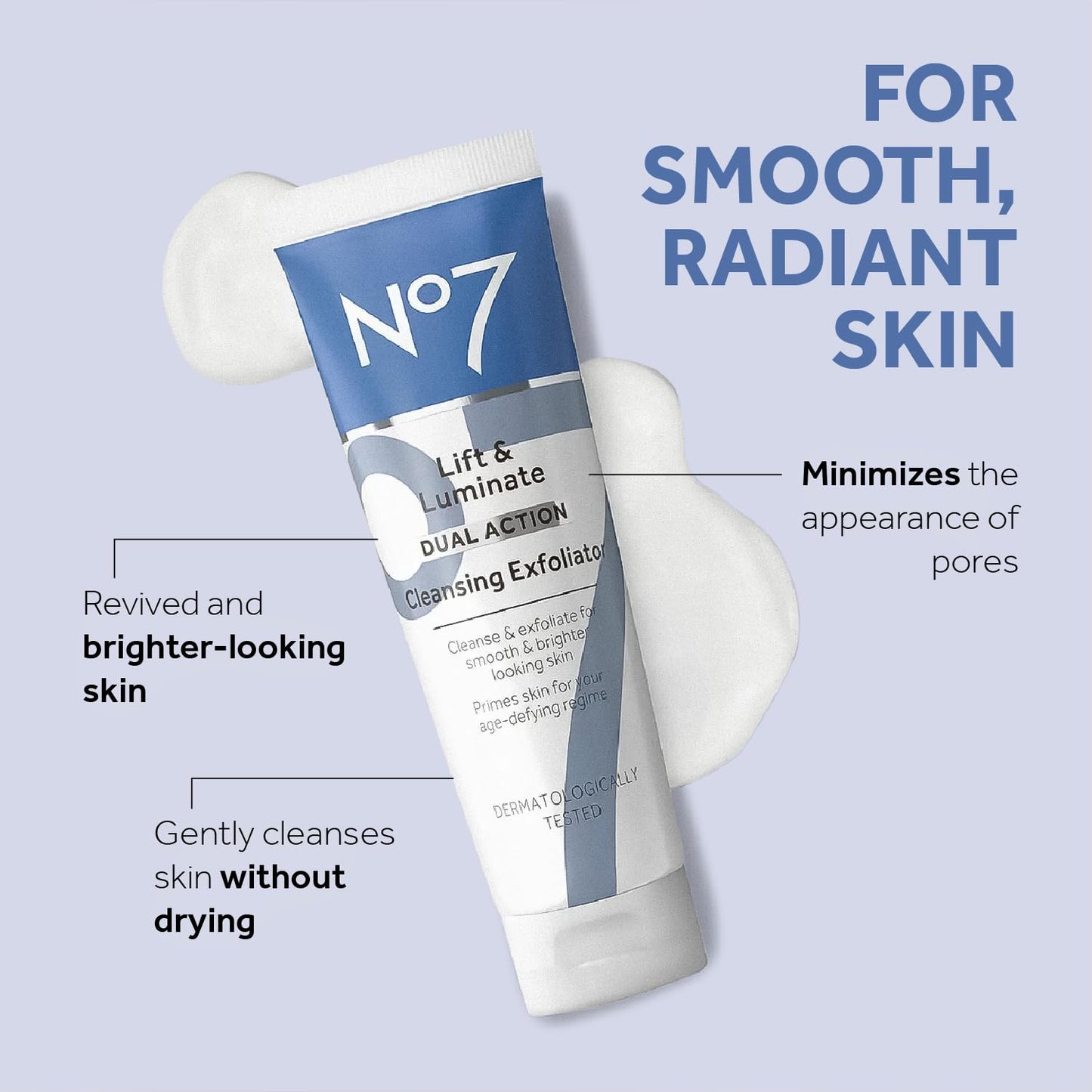 No7 Lift & Luminate Dual Action Cleansing & Exfoliating Face Wash - Gentle Face Exfoliator with Vitamin C, E & B5 - PrimeBioHealth - canada supplements