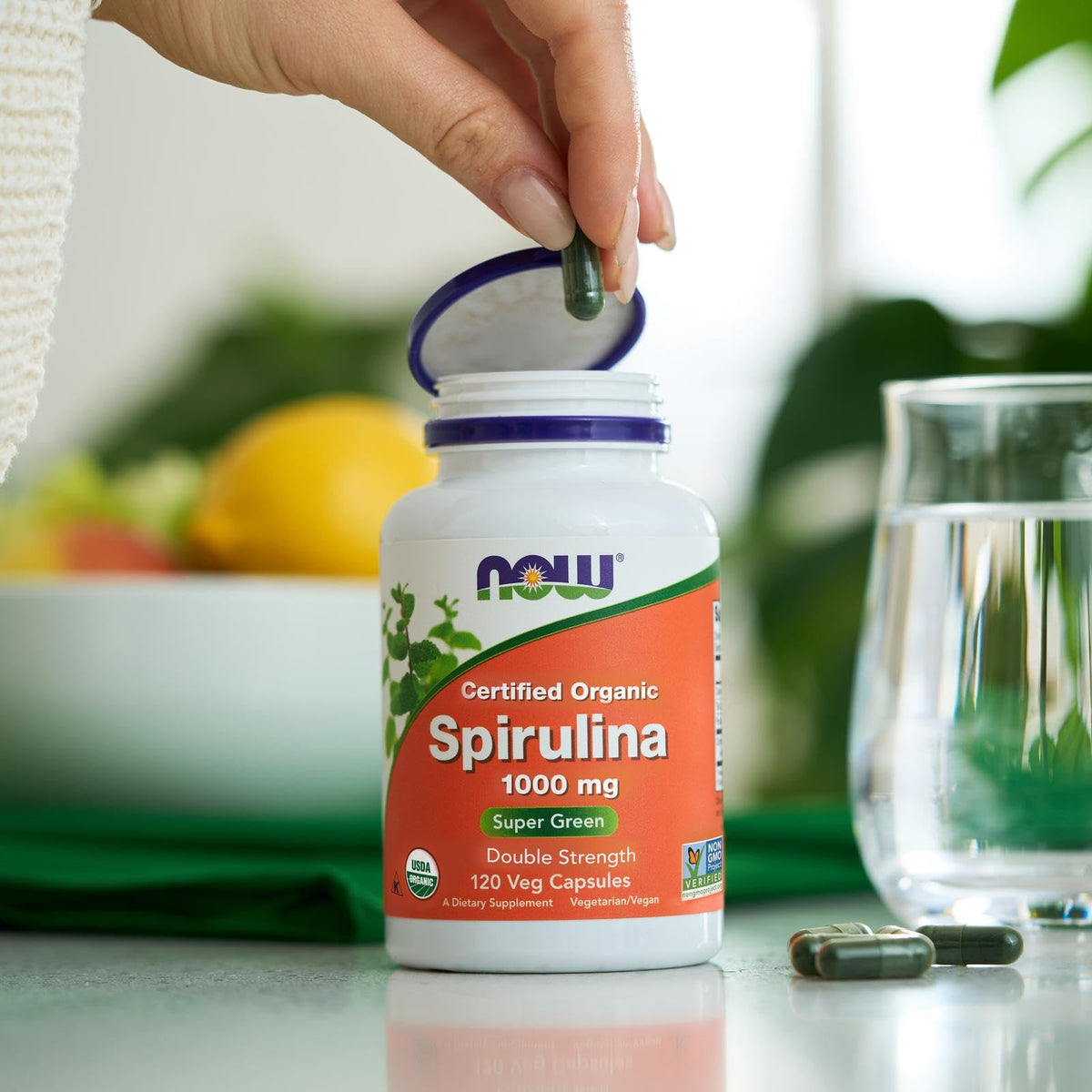 NOW Foods Supplements, Certified Organic, Spirulina 1000 mg (Double Strength), Rich in Beta-Carotene (Vitamin A) - PrimeBioHealth - canada supplements