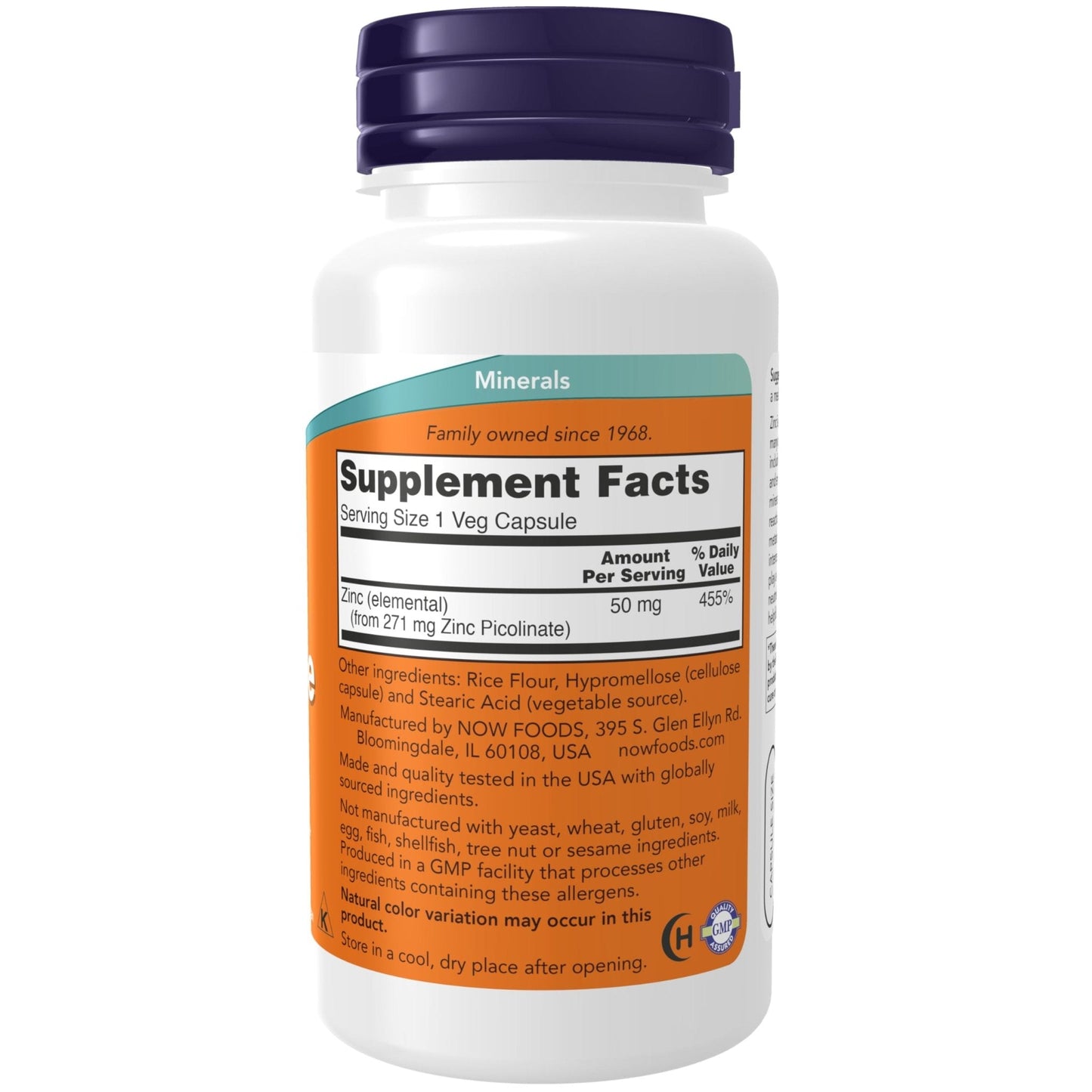 NOW Foods Supplements, Zinc Picolinate 50 mg, Supports Enzyme Functions*, Immune Support*, 120 Veg Capsules (Packaging may vary) - PrimeBioHealth - canada supplements