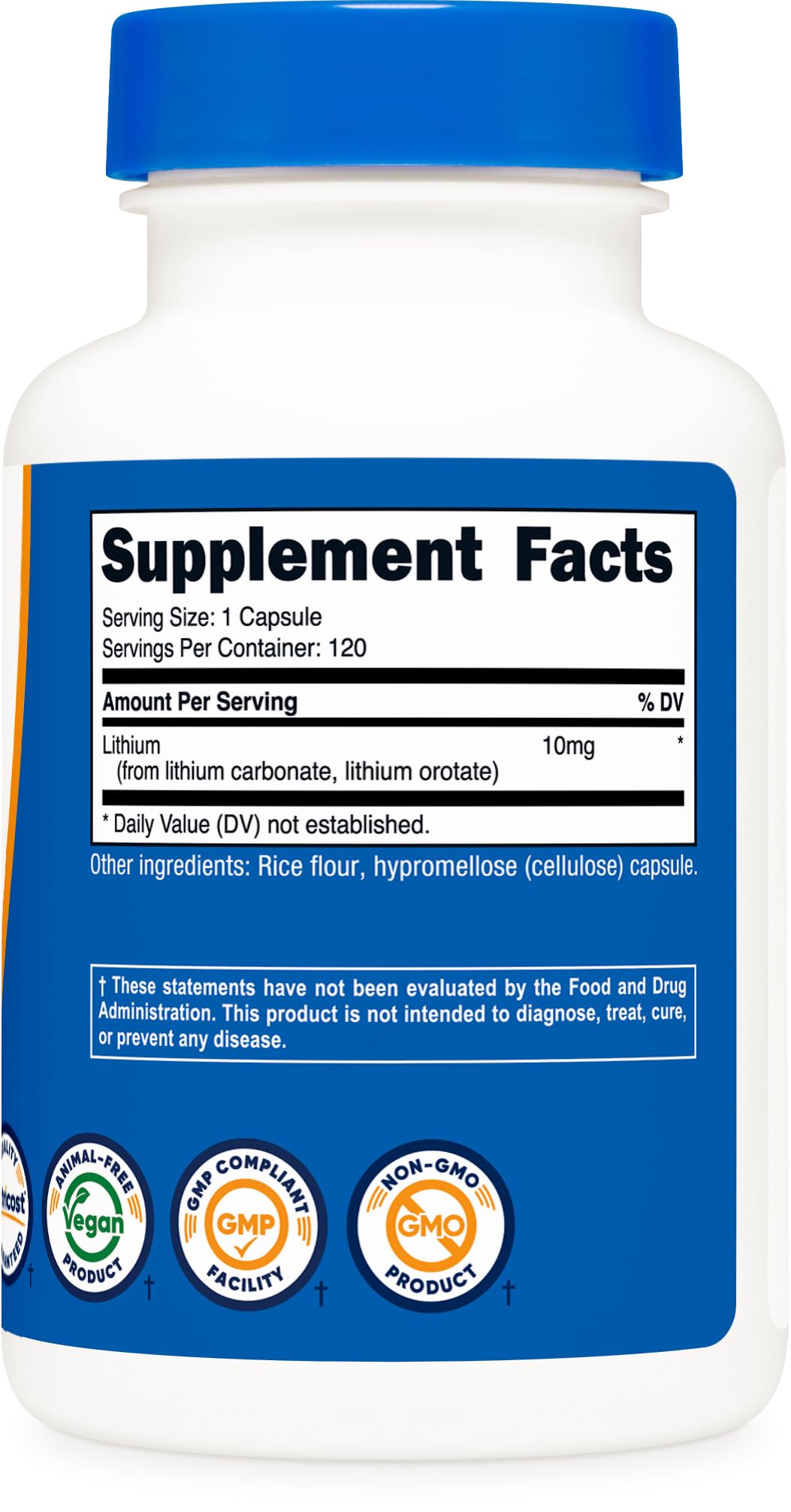 Nutricost Lithium Orotate (10mg) 120 Capsules - Vegan Lithium Supplement, GMO-Free, Gluten-Free - PrimeBioHealth - canada supplements