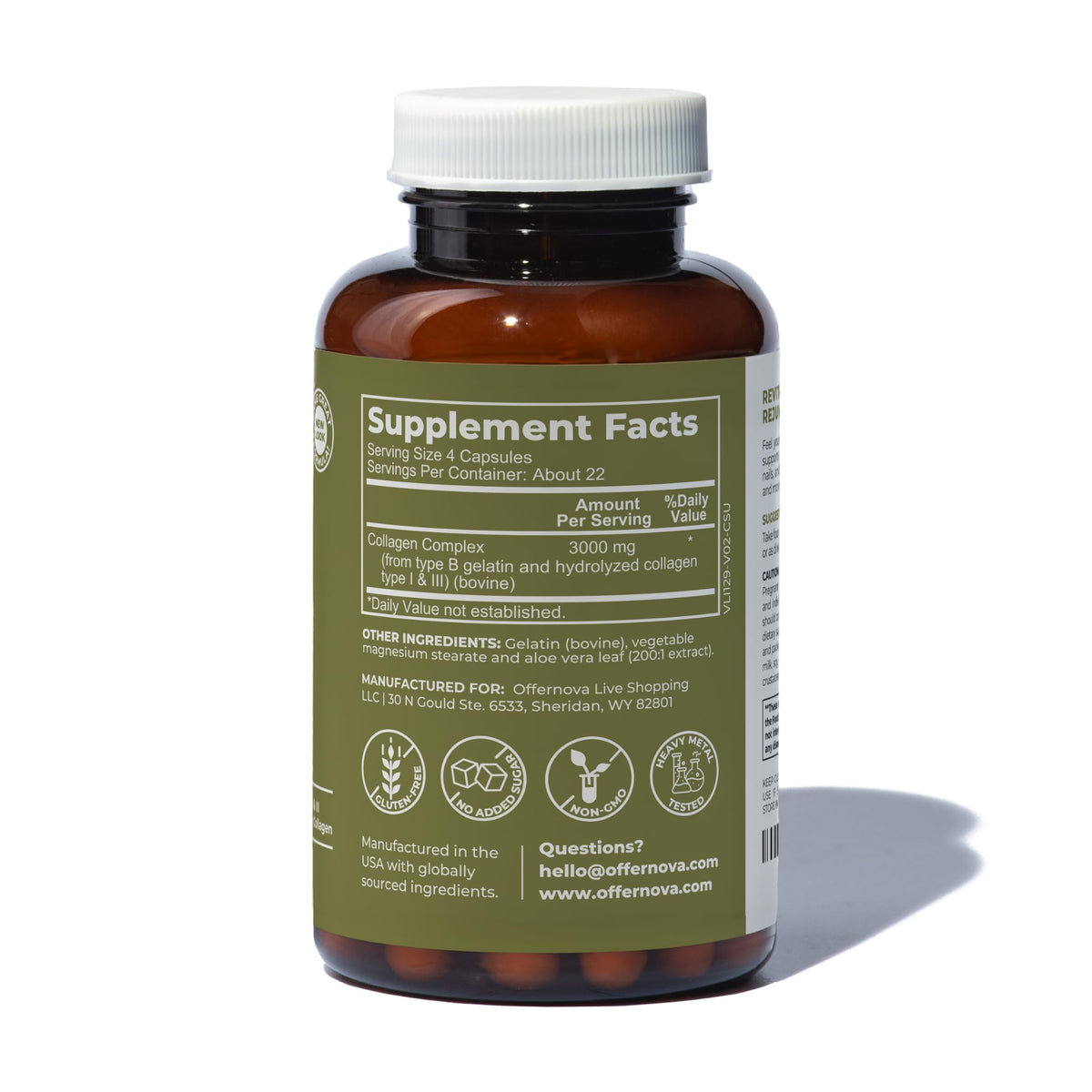 Offernova Collagen Ultra Hydrolyzed Collagen Supplements - 3000mg Anti Aging Bovine Collagen Peptides for Healthy Joints, Bones, Hair and Skin. - PrimeBioHealth - canada supplements
