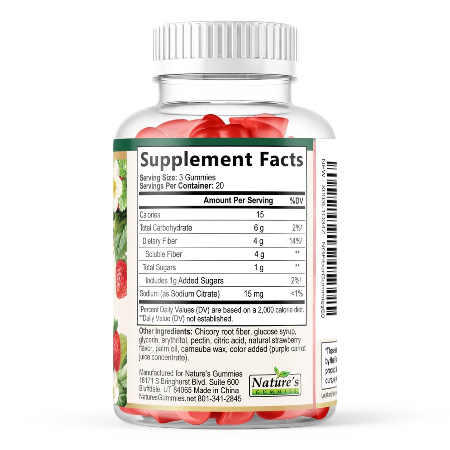 Prebiotic Fiber Gummies - 4g Dietary Fiber Per Serving - Extra Strength Daily Supplement for Adults - Tasty Strawberry Flavor - Plant Based Digestive - PrimeBioHealth - canada supplements