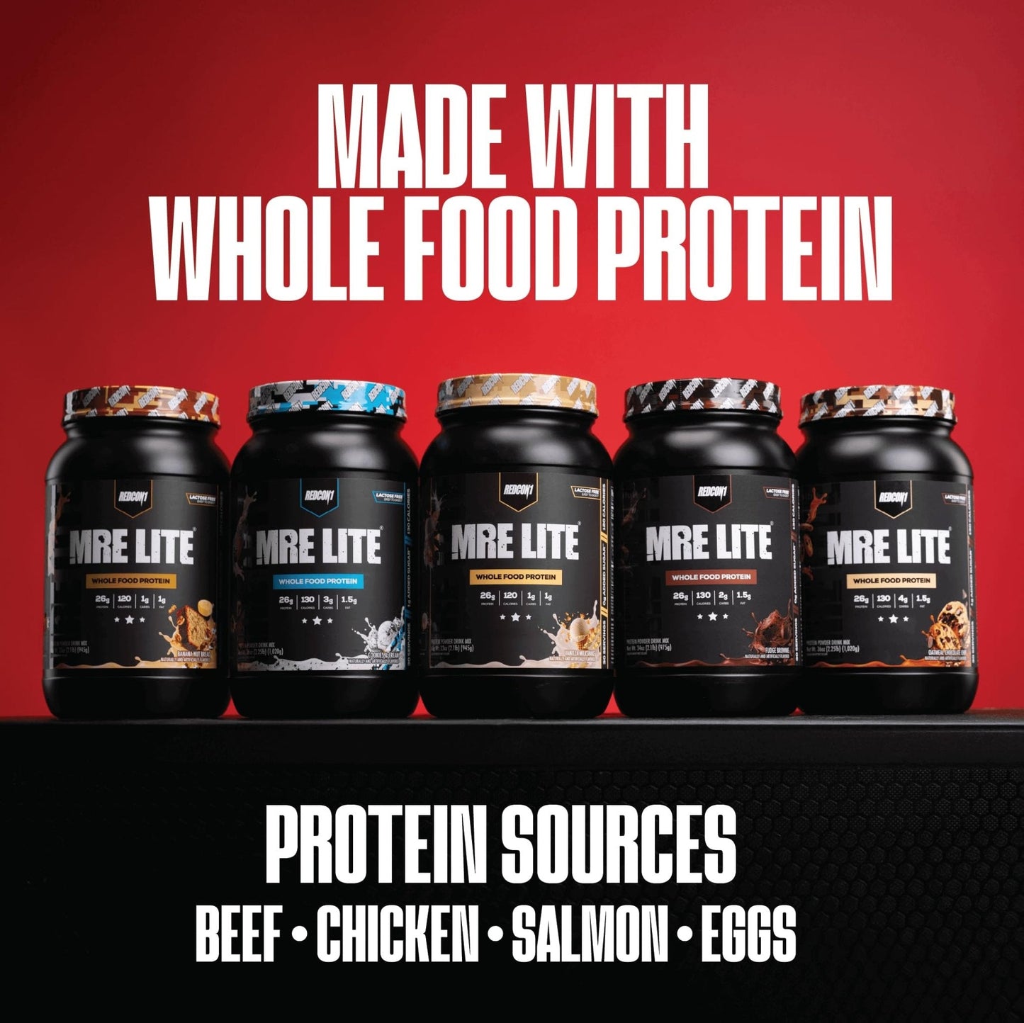 REDCON1 MRE LITE Whole Food Protein Powder, Vanilla Milkshake - Lactose Free & Sugar Free Meal Replacement with Animal Protein Blends - Easy to Digest Formula - Only 1g Carb per Serving (30 Servings) - PrimeBioHealth - canada supplements