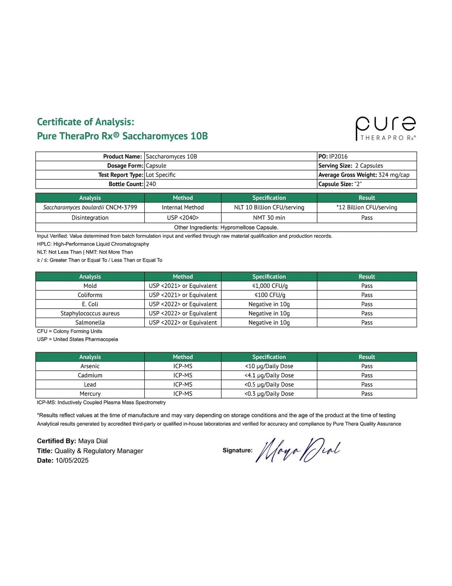 Saccharomyces Boulardii Probiotics 10 Billion CFU Made in USA | No Fillers Patented Strain: Lynside CNCM I-3799 Probiotics for Men and Women | Pure TheraPro Rx, Pharma Grade 120 Count - PrimeBioHealth - canada supplements