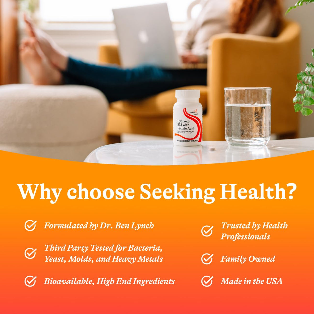 Seeking Health Hydroxo B12 with Folinic Acid - Supplement with Non-Methylated Form of Folate - Vitamin B12 Complex - PrimeBioHealth - canada supplements