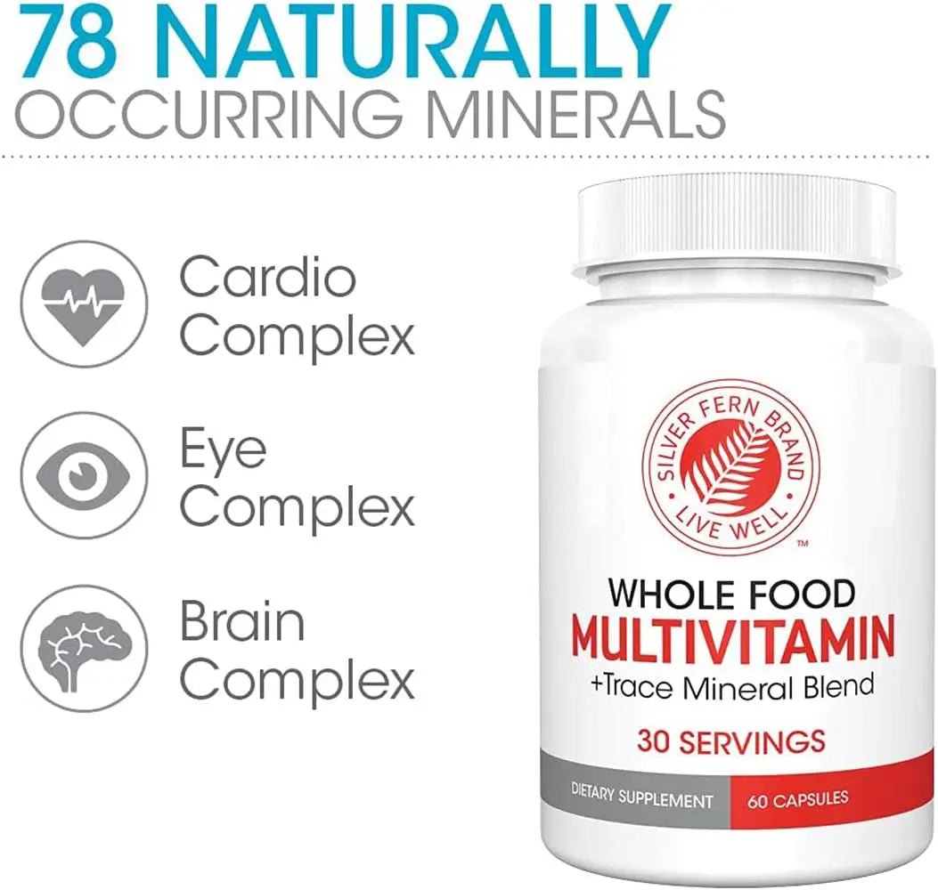 Silver Fern Whole Food Daily Multi Vitamin w/Trace Mineral Blend Supplement - 1 Bottle - 60 Vegicaps - 30 Day Supply - Natural - PrimeBioHealth - canada supplements
