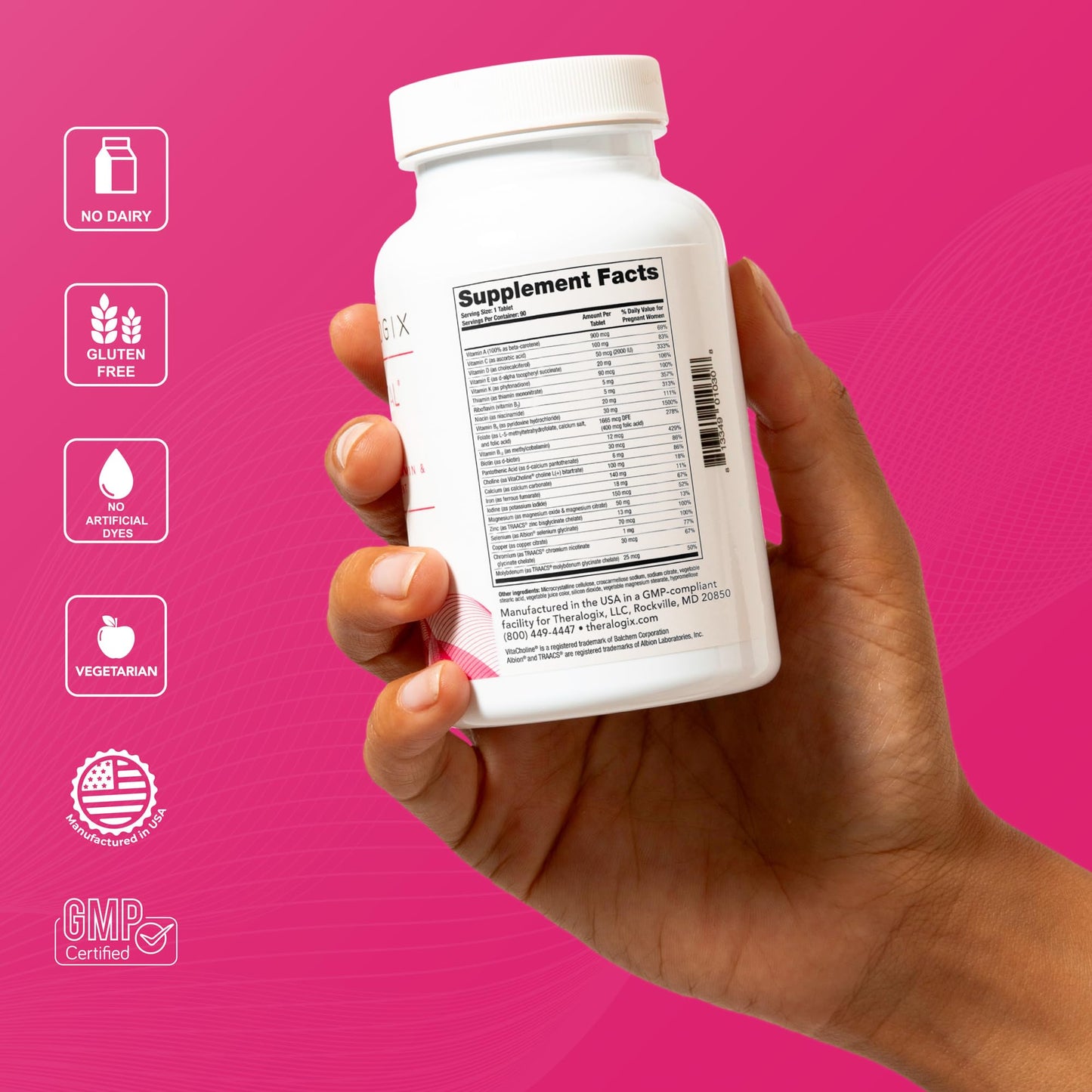 Theralogix TheraNatal Core Preconception Vitamin Supplement - 90-Day Supply - Prenatal Vitamins & Fertility Supplement for Women with Folate, Vitamin D3 - PrimeBioHealth - canada supplements