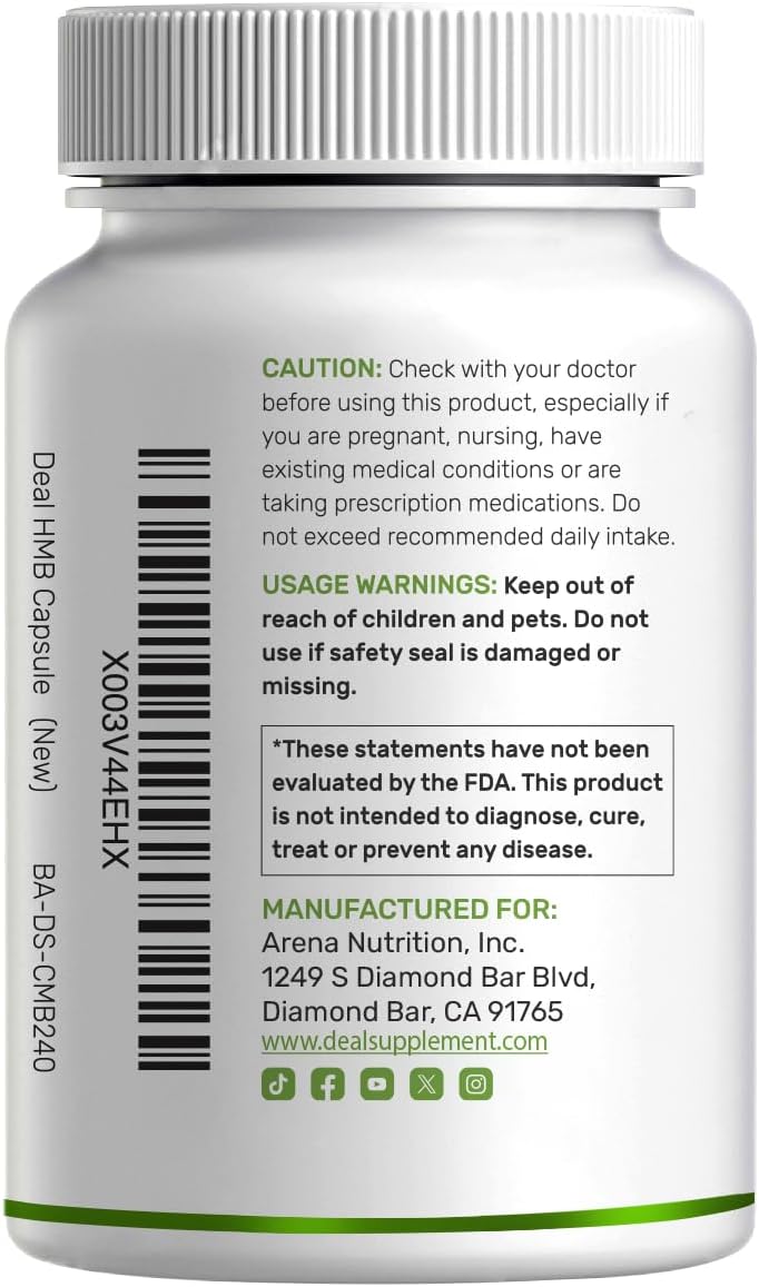 Ultra Strength HMB Supplements 3,000mg Per Serving, 240 Capsules | Third Party Tested | Supports Muscle Growth, Retention & Lean Muscle Mass | Fast Workout Recovery - PrimeBioHealth - canada supplements