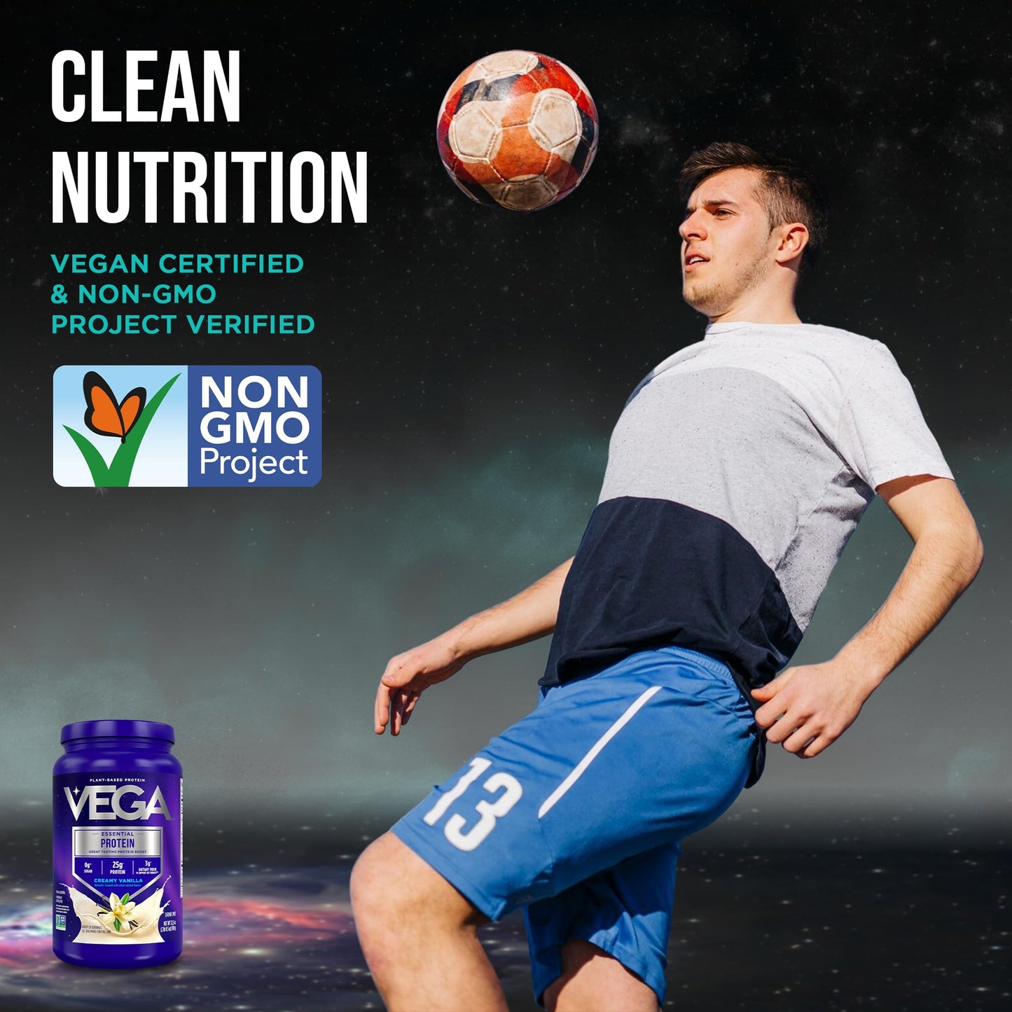 Vega Essential Protein – 25g Plant Based Protein Powder, Creamy Vanilla, Vegan for a Dairy-Free Vanilla Shake – Large Tub, 32.5oz (20 Servings) - PrimeBioHealth - canada supplements