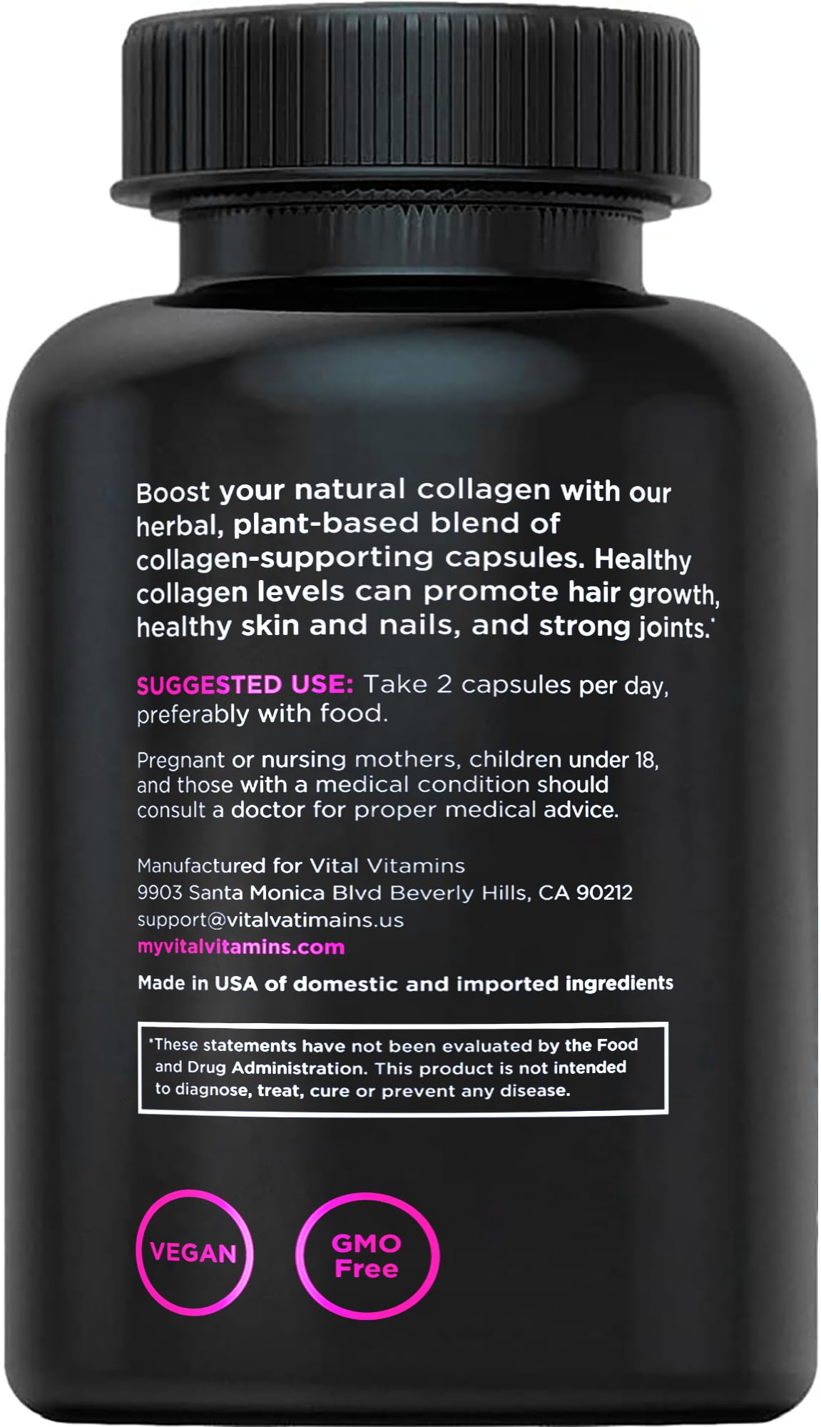 Vital Vitamins Vegan Collagen Booster - with Silica and Hyaluronic Acid - Plant-Based Collagen Supplements - PrimeBioHealth - canada supplements