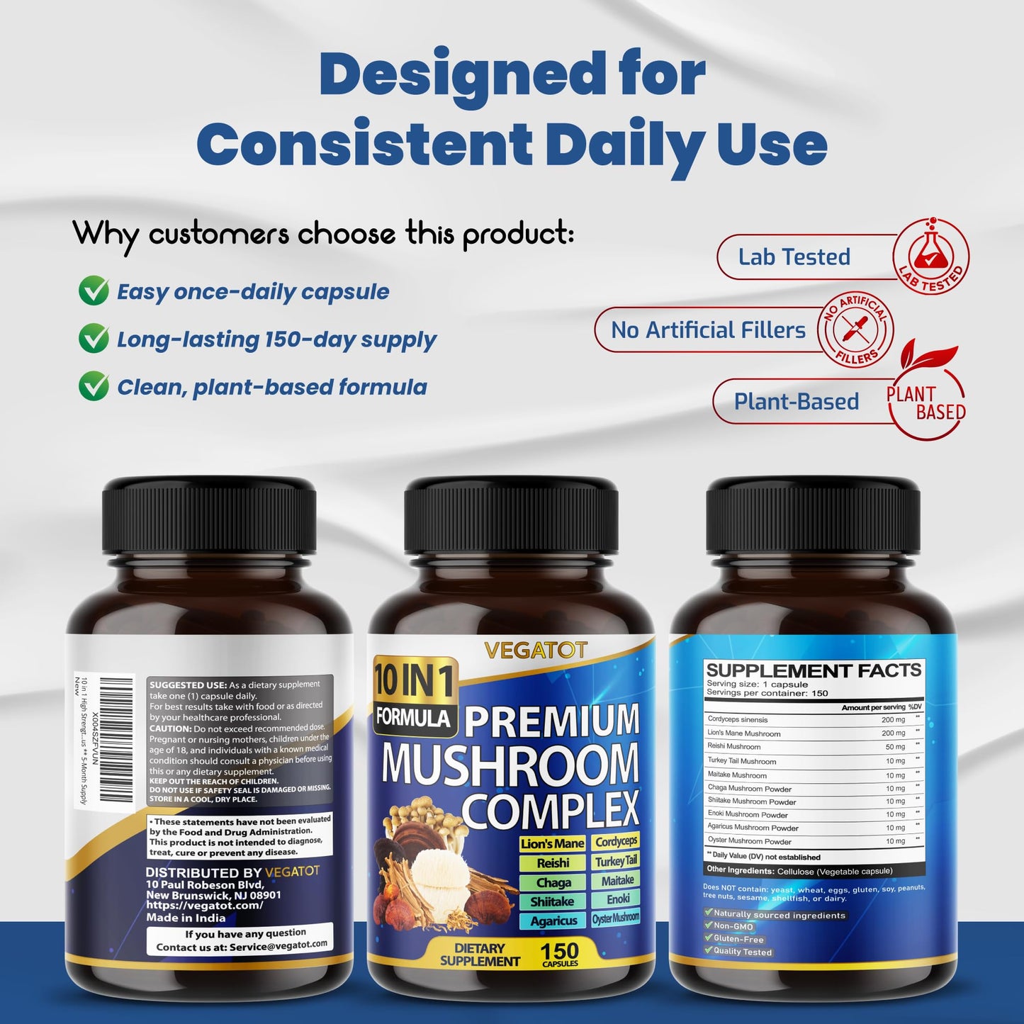 10 in 1 High Strength Mushroom Supplement - Lions Mane, Cordyceps, Reishi - Brain Supplements for Memory and Focus ** 5-Month Supply - PrimeBioHealth - canada supplements
