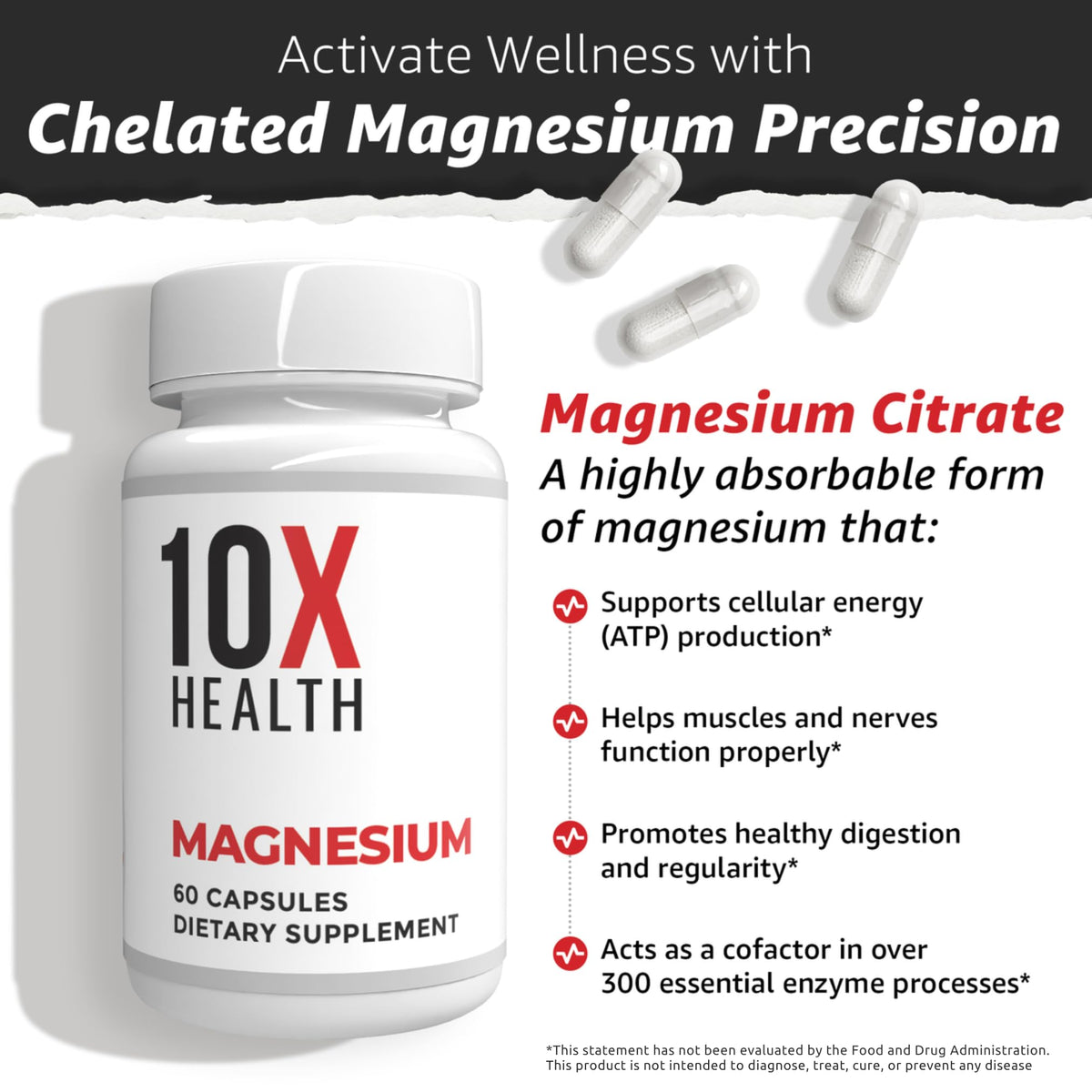 10X Health Magnesium Supplements - High-Absorption Magnesium Citrate for Sleep, Muscle & Nerve Support - PrimeBioHealth - canada supplements