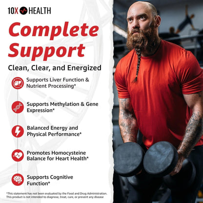 10X Health TMG Supplements - Trimethylglycine Supplement for Liver Support, Heart Wellness, Energy, Homocysteine Levels - TMG Capsules with Betaine Anhydrous - PrimeBioHealth - canada supplements