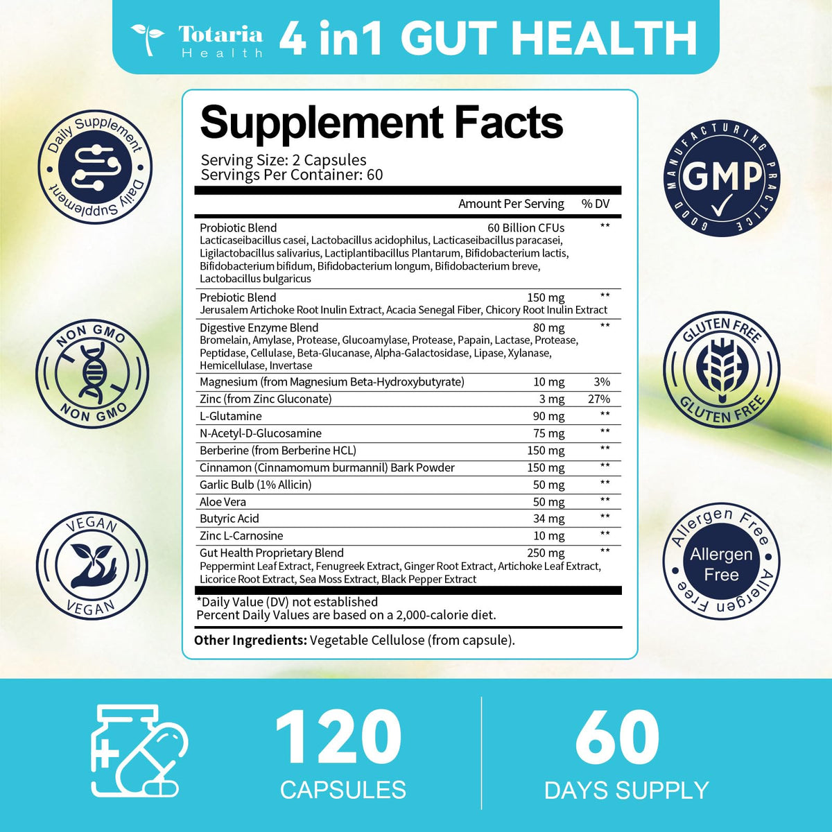 14-in-1 Gut Health with Probiotics, Prebiotics, Postbiotics & Digestive Enzymes for Women & Men, 60 Billion CFU Probiotics for Digestion, Strong Immunity, - PrimeBioHealth - canada supplements