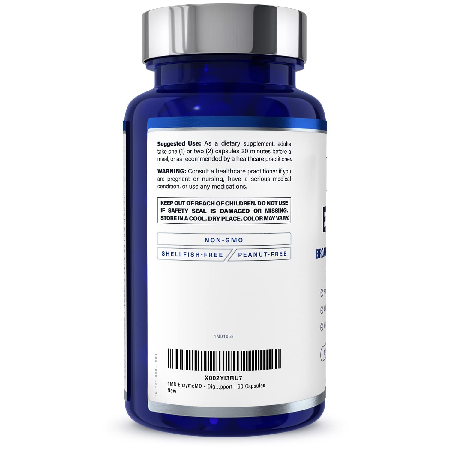1MD Nutrition EnzymeMD - Digestive Enzymes Supplement - Doctor Formulated | 18 Plant-Based Enzymes - Gas & Bloating Support | 60 Capsules - PrimeBioHealth - canada supplements