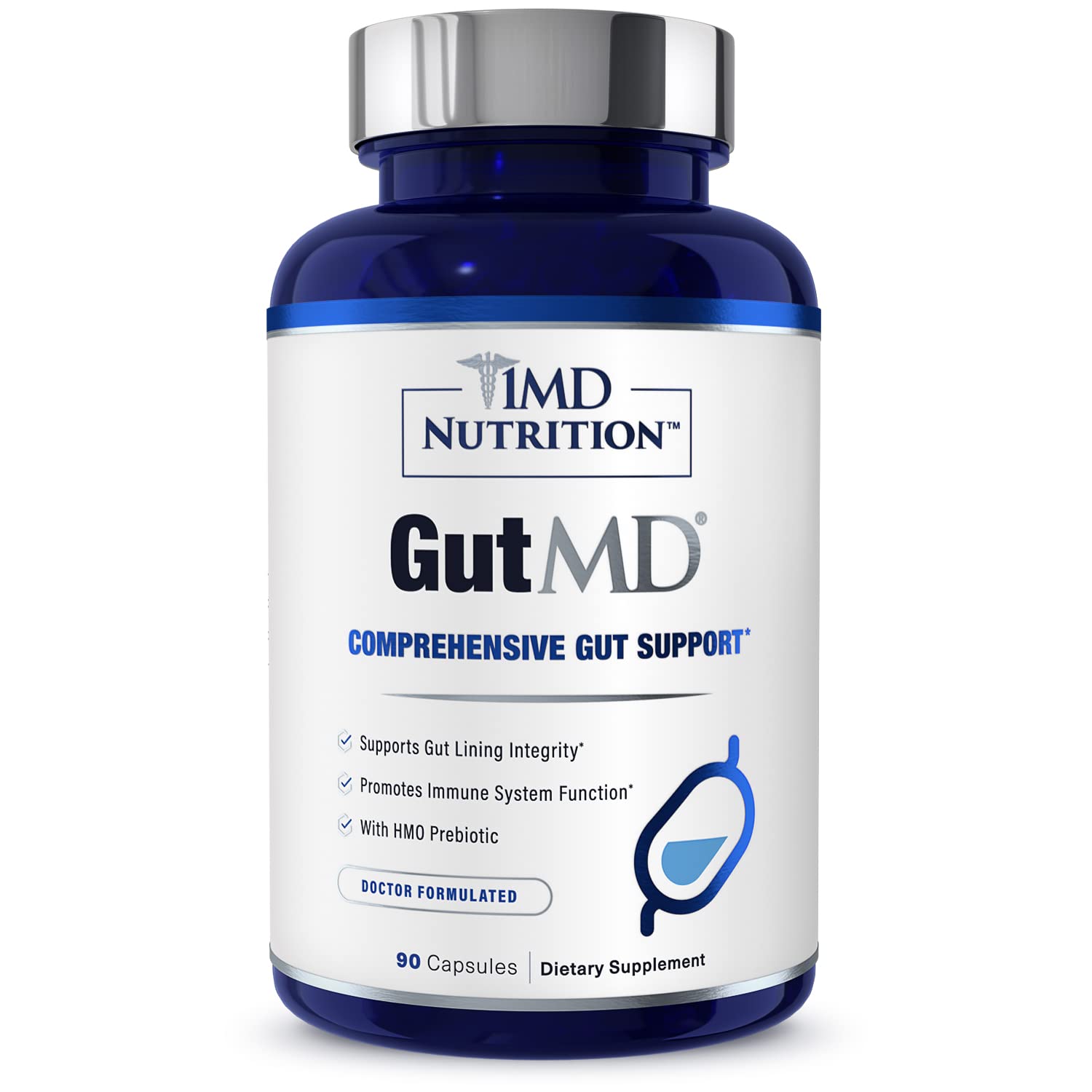 1MD Nutrition GutMD - L-Glutamine Capsules w/Prebiotic for Gut Health - L Glutamine Supplement - Supports Healthy Digestive - PrimeBioHealth - canada supplements