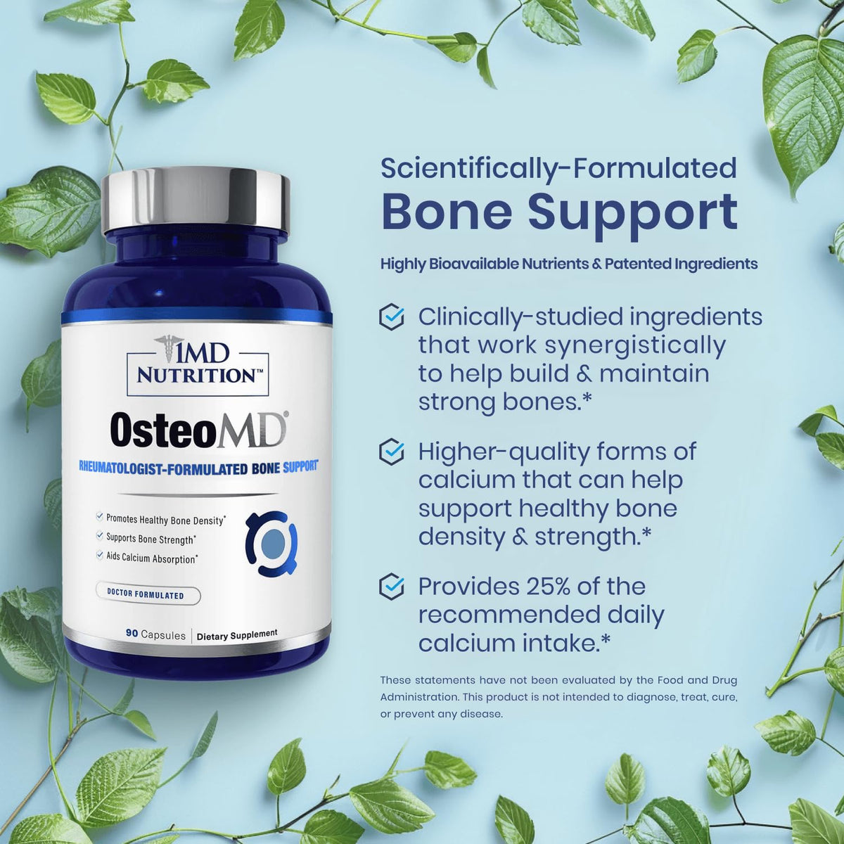 1MD Nutrition OsteoMD for Comprehensive Support - Supplement for Women and Men - Promote Density w/Vitamin D - Hydroxyapatite - PrimeBioHealth - canada supplements
