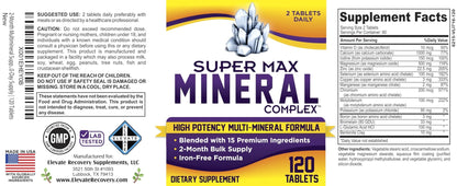 2-Month Multimineral Supplement Support Iron-Free Formula | Daily Multiminerals | Multi-Mineral Supplements | Minerals Complex | 60-Day Bulk Supply | 120 Tablets - PrimeBioHealth - canada supplements