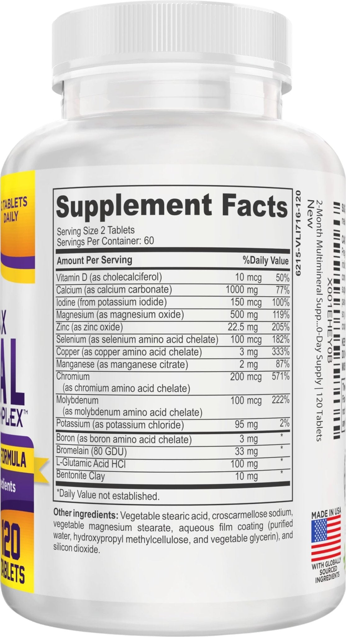 2-Month Multimineral Supplement Support Iron-Free Formula | Daily Multiminerals | Multi-Mineral Supplements | Minerals Complex | 60-Day Bulk Supply | 120 Tablets - PrimeBioHealth - canada supplements