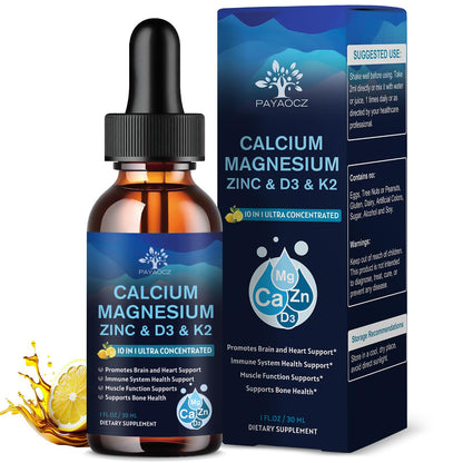 (2 Pack) 10 in 1 Magnesium Calcium Zinc Supplement with Vitamin C D3 K2, Glycinate Mag Vegan Liquid Drops Plus L-Theanine Boron Sea Moss Extract, Immune Support - PrimeBioHealth - canada supplements