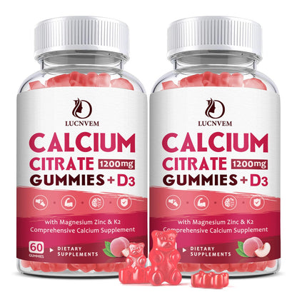 (2 Pack) Calcium Citrate 1200mg with Vitamin D3 Supplements Gummies for Women & Men, Calcium Gummies with Vitamin D3 K2, High Absorption - PrimeBioHealth - canada supplements
