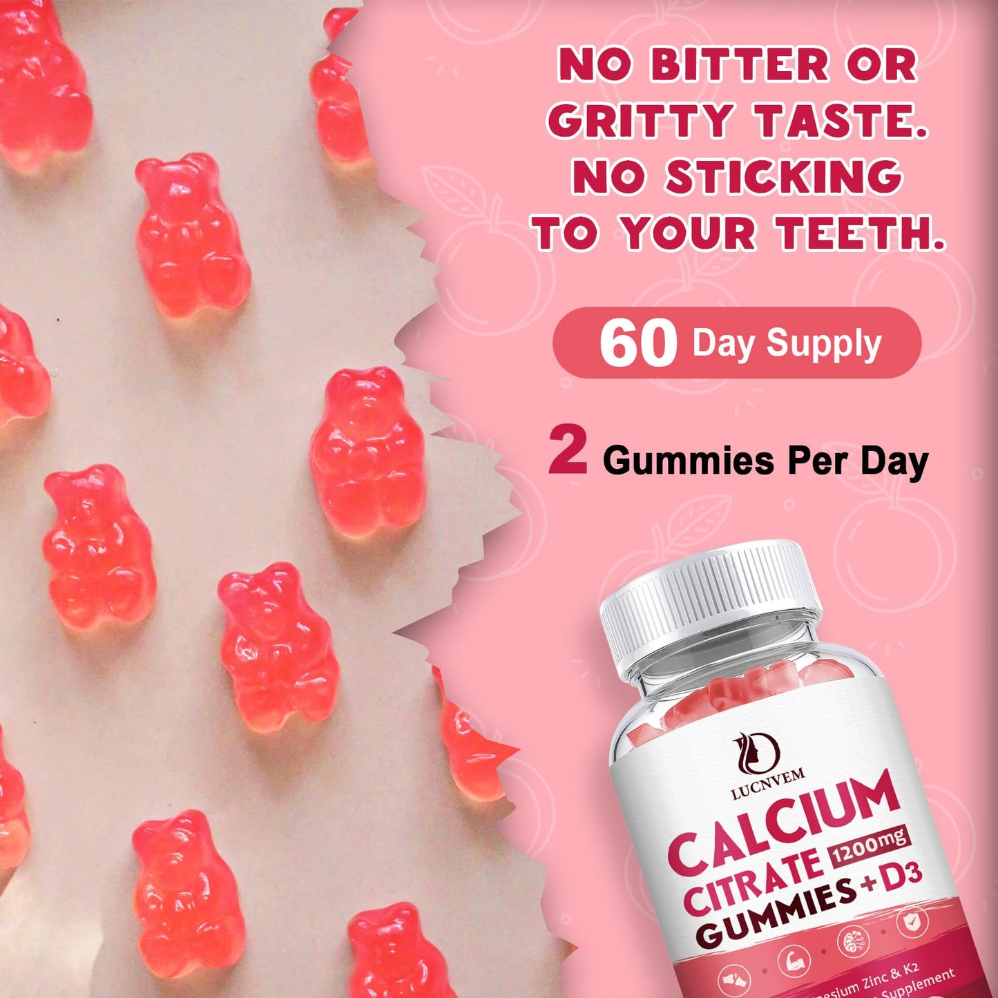 (2 Pack) Calcium Citrate 1200mg with Vitamin D3 Supplements Gummies for Women & Men, Calcium Gummies with Vitamin D3 K2, High Absorption - PrimeBioHealth - canada supplements