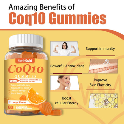 2 Pack CoQ10 500MG Gummies - Plus Omega-3, Magnesium, Vitamin B3 & Zinc - 3X Better Absorption Coenzyme Q10 Supplements for Heart Health, Cellular Energy & Antioxidant, Non-GMO 120 Counts - PrimeBioHealth - canada supplements