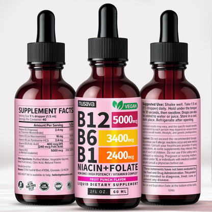 (2 Pack) Vitamin B12 and B6 Liquid Drops, B12 Sublingual Vitamin B Complex - B 12 Vitamin 5000mcg - B12 Methylcobalamin for Energy, Brain, and Heart Support - PrimeBioHealth - canada supplements