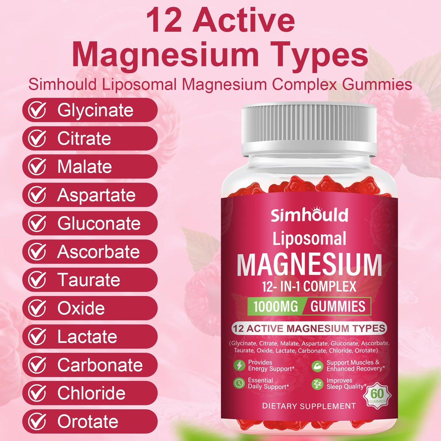 2 Packs Liposomal Magnesium Complex Gummies-as 12 Forms of Magnesium Citrate,Glycinate,Malate,Oxide,and More with Vitamin D3, B6,C, Ashwagandha & CoQ10 for Women and Men - PrimeBioHealth - canada supplements