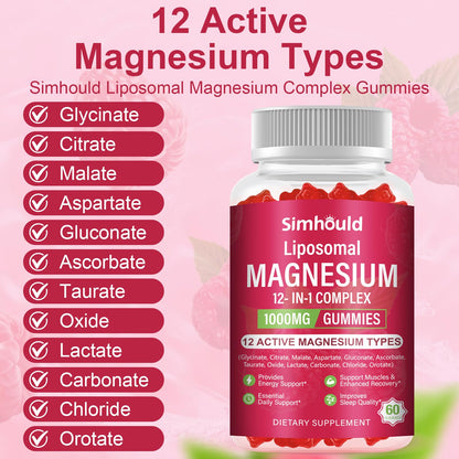 2 Packs Liposomal Magnesium Complex Gummies-as 12 Forms of Magnesium Citrate,Glycinate,Malate,Oxide,and More with Vitamin D3, B6,C, Ashwagandha & CoQ10 for Women and Men - PrimeBioHealth - canada supplements