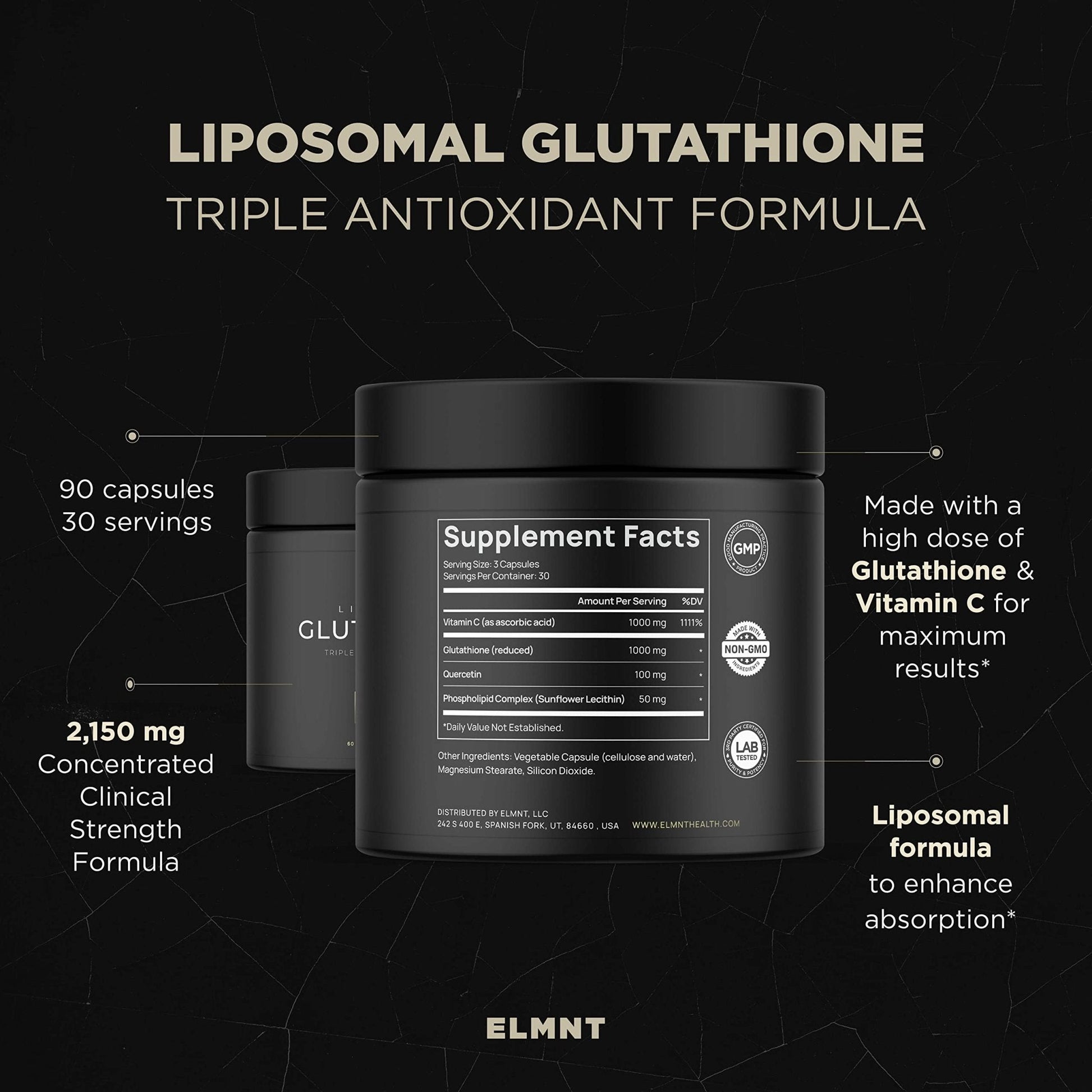 2150mg Super Liposomal Glutathione Supplement w. Vitamin C, Quercetin & Pure L Glutathione 2000mg Triple Action Formula Glutathione Liposomal Supplement - PrimeBioHealth - canada supplements