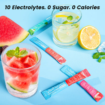 24 Sticks Electrolytes Powder Packets 7 Flavors Sugar Free Hydration Packets Liquid Daily IV Drink Mix, Low Sodium, Lemon Lime, Watermelon, Strawberry, Grape - PrimeBioHealth - canada supplements