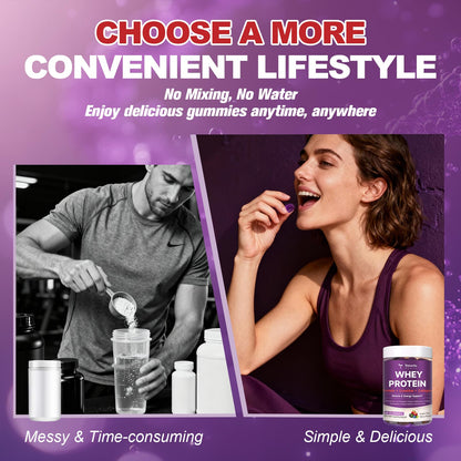 3 in 1 Whey Protein Gummies | Creatine Monohydrate | Collagen, 0 Sugar, Pure Protein Source, Muscle & Energy Support, Berry Flavor, for Women and Men - PrimeBioHealth - canada supplements