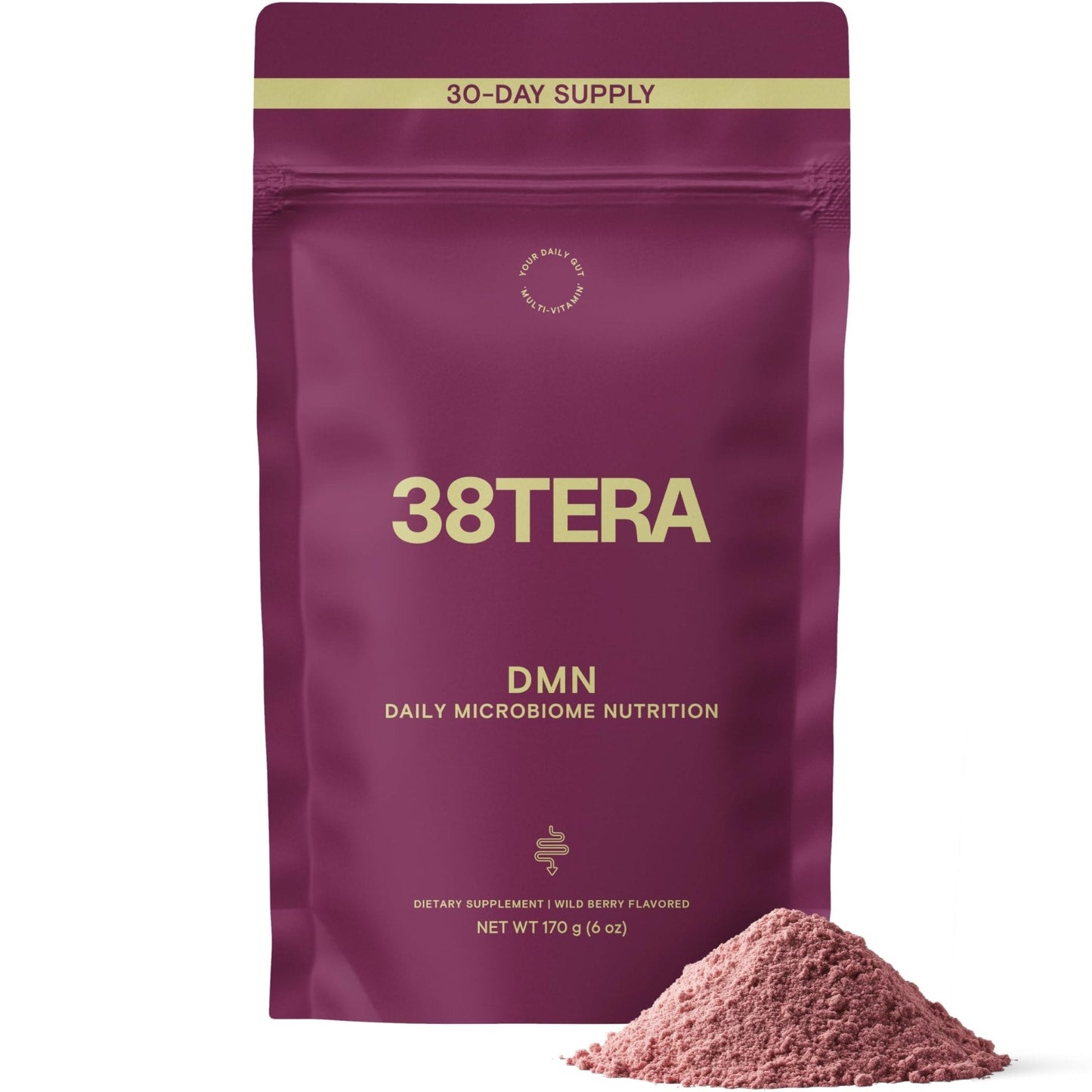 38TERA DMN (Daily Microbiome Nutrition), 6 Oz, Plant-Based Fiber Powder with 3 Different Prebiotics, Helps Digestive & Gut Health, Low FODMAP Supplement, Vegan, Wild Berry Flavor, 30 Servings - PrimeBioHealth - canada supplements