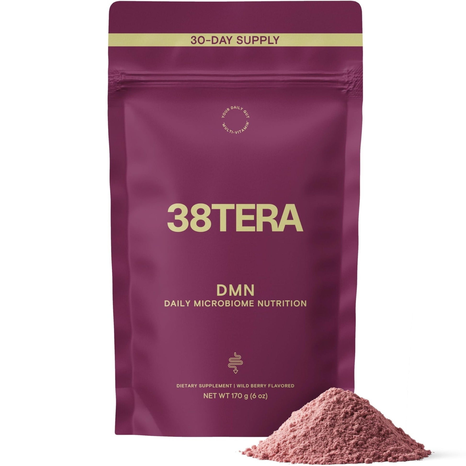 38TERA DMN (Daily Microbiome Nutrition), 6 Oz, Plant-Based Fiber Powder with 3 Different Prebiotics, Helps Digestive & Gut Health, Low FODMAP Supplement, Vegan, Wild Berry Flavor, 30 Servings - PrimeBioHealth - canada supplements