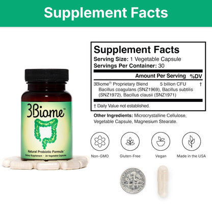 3Biome - Natural Probiotic Supplement - Non-GMO, Vegan, Gluten-Free - PrimeBioHealth - canada supplements