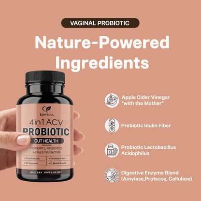 4-in-1 ACV Gut Formula – Apple Cider Vinegar, Prebiotics & Probiotics, Digestive Enzymes – Immune & Complete Digestion – 60 Veggie Capsules - PrimeBioHealth - canada supplements