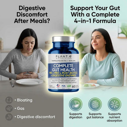 4-in-1 Gut Health Support – Prebiotics + Probiotics + Postbiotics + Digestive Enzymes – DE111 Spore Probiotic for Digestive Support & Bloating - PrimeBioHealth - canada supplements