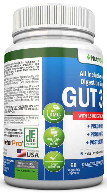 4-in-1 Probiotics, Prebiotics & Postbiotics with 18 Digestive Enzymes for Women & Men - Complete Gut & Digestive Support Supplement - PrimeBioHealth - canada supplements