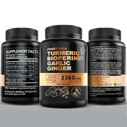 4-in-1 Turmeric Joint Support Supplements with Garlic and BioPerine - 2360 mg High Potency Herbal Blend for Mobility, Everyday Flexibility, Digestive Comfort - PrimeBioHealth - canada supplements