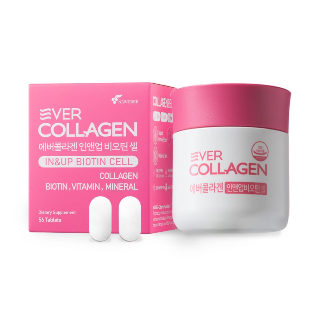Ever Collagen in&UP Biotin Cell, Low Molecular Marine Fish Collagen Peptides Tablets with Vitamin Selenium Supplements - Healthy Skin, Hair, Nail for Women - Antioxidant Supplement EVER COLLAGEN TIME buy supplements Au
