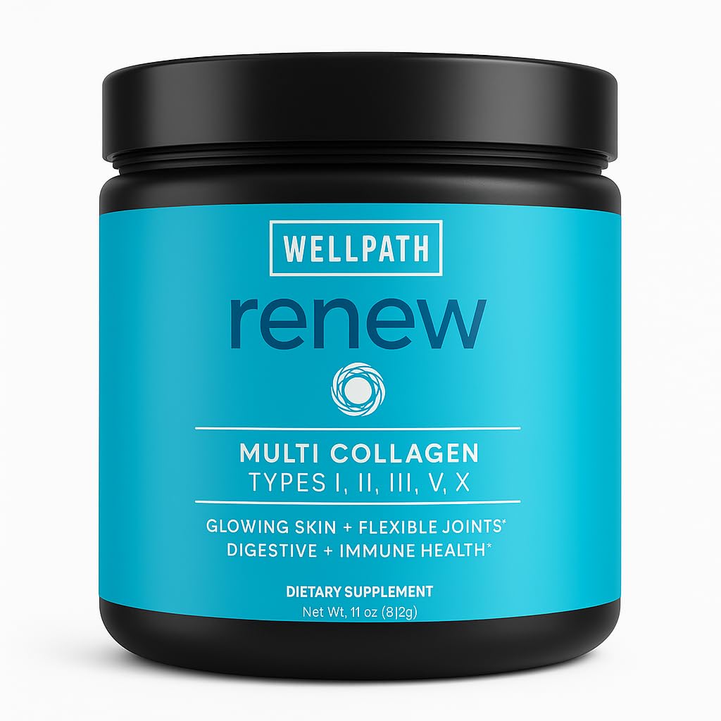 WellPath Multi Collagen Peptides Powder for Women | Renew Multi Collagen Protein for Hair, Nails, Skin | Hydrolyzed Bovine, Marine, & Chicken Sources | Types I, II, III, V, X | 11 oz | 40 Servings WellPath buy supplements Au