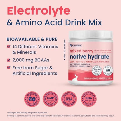 NativePath Hydrate Variety Stick Packs & Mixed Berry Hydrate Jar