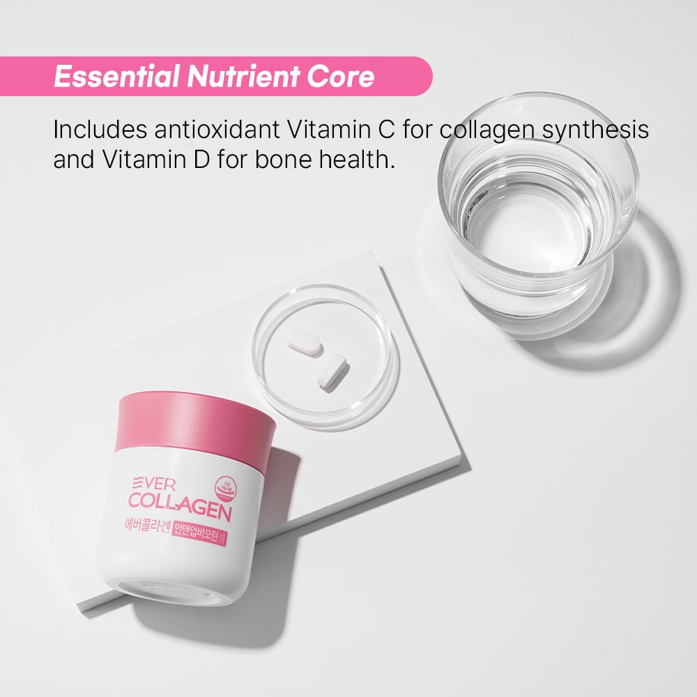 Ever Collagen in&UP Biotin Cell, Low Molecular Marine Fish Collagen Peptides Tablets with Vitamin Selenium Supplements - Healthy Skin, Hair, Nail for Women - Antioxidant Supplement EVER COLLAGEN TIME buy supplements Au
